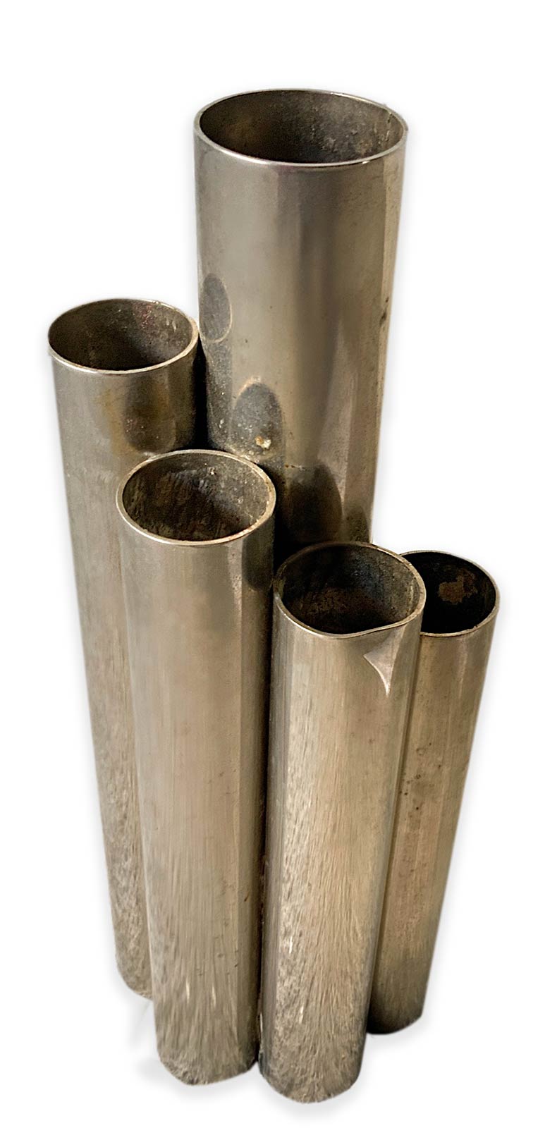 Italian Production, vase in chromed metal composed of more juxtaposed cylinders. Years 60. H cm 18. - Image 2 of 5
