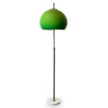 Guzzini, floor lamp with aluminum structure and diffuser Rotaflex in shades of green, marble base,