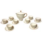 Lavenia, Guido Andlovitz design. Tea service, majolica earthenware with 8 cups and teapot, in cream
