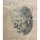 Pencil and ink drawing depicting man attributed to Mino Maccari (Siena, 1898 - Rome, 1989). H 29x24
