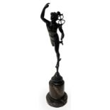 Bronze depicting Mercury by Giambologna steering wheel, nineteenth century. H cm 40. With marble