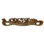 Cart Key wooden carved depicting Enea kills the dragon, Sicily, early twentieth century. Cm 84x16