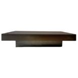 Mario Sabó, Willy Rizzo design . Coffee table in wood structure and coating brown and rectangular