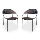 Rima, Gastone Rinaldi drawing, DU41 model. Pair of chairs, structure in black lacquered metal rod.