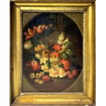 Oil on canvas depicting still life of flowers, 17th-18th Century. Cm 50x36, oil on canvas on