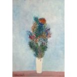 Mixed media paint on paper depicting vase with flowers, Giovanni Omiccioli (Rome, 1901 - Rome,