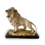 Guido Cacciapuoti, lion statue, ceramic tiled in shades of white, presence of spinning mills. Years
