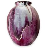 Italian Production, pot glazed earthenware in shades of light purple dark purple, crackle finish