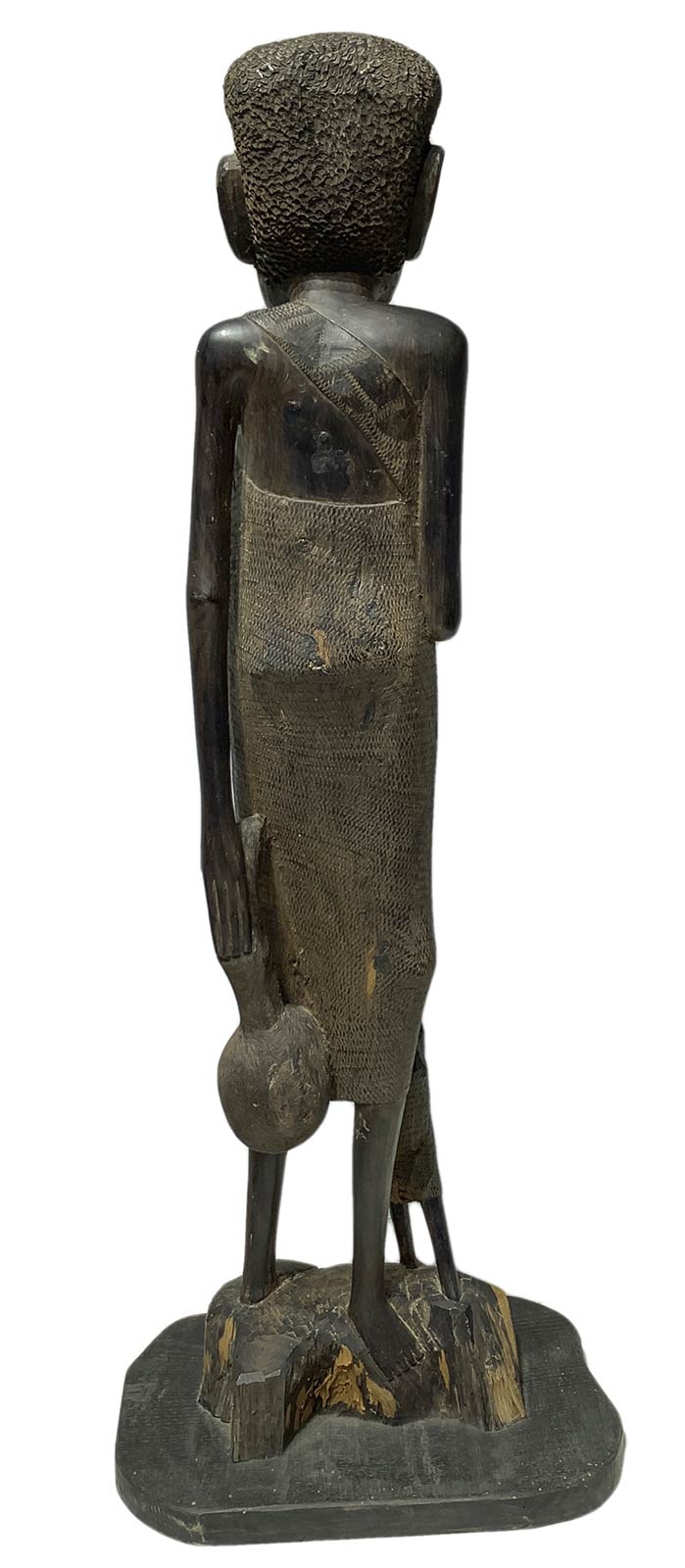 Wooden sculpture Africa, woman with two children. H 103 cm, base 38 Cm. - Image 6 of 6