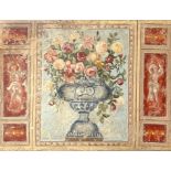Tear fresco transferred to canvas depicting still life polychrome in the Pompeian style, applied on