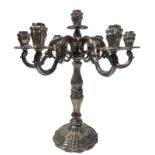 Silver candelabra with seven lights, twentieth century, punch silversmiths Ricci & Co, Alexandria