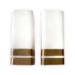 Stilnovo Milan pair of appliques in white lacquered metal frame and golden aluminum, rectangular