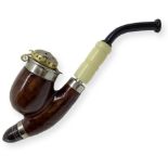 Pipe smooth walking - Denmark. Early 1900s. Long walking pipe with briarwood tobacco chamber and