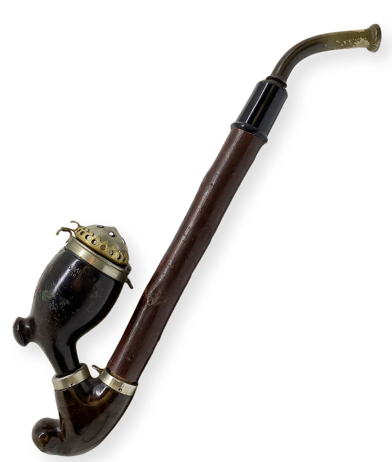 Walking pipe with Flowers - Linz, Germany. Early 1900s. Long walking pipe with briarwood tobacco