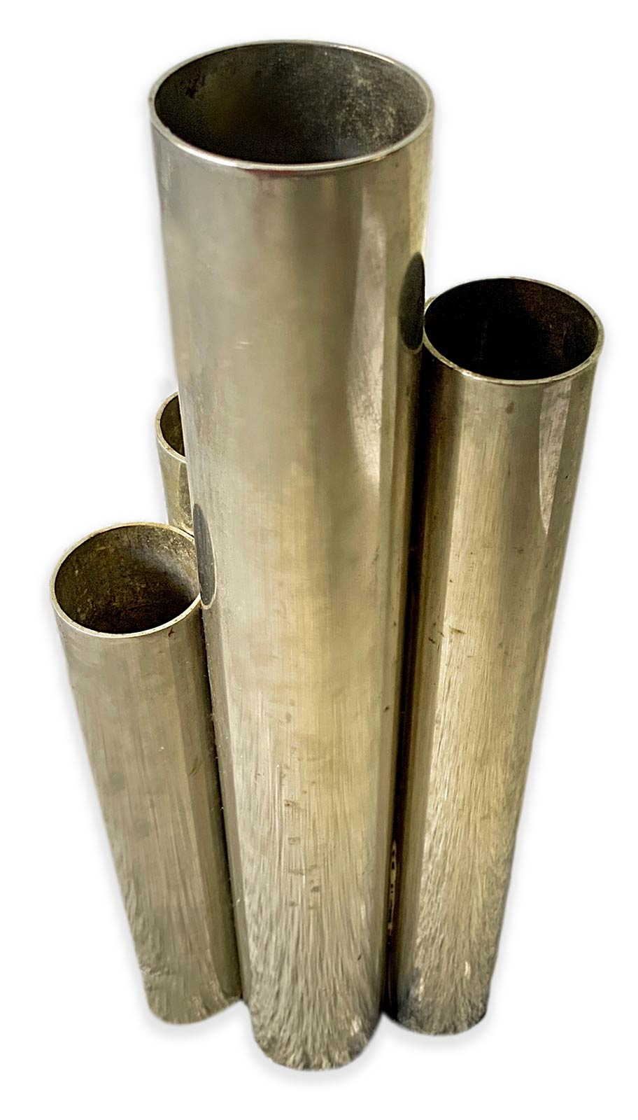 Italian Production, vase in chromed metal composed of more juxtaposed cylinders. Years 60. H cm 18. - Image 3 of 5