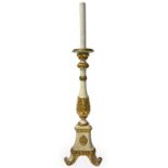 Candlestick lacquered and gilded, 19th century. H 88 cm