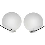 Bieffe Plast. Pair of table lamps with black and white lacquered metal structure, minimal Wear and