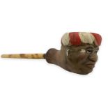 Pipe "Emir" - hand-painted, with base. Agrigento, Sicily. Early 1900s. Long pipe with hand painted