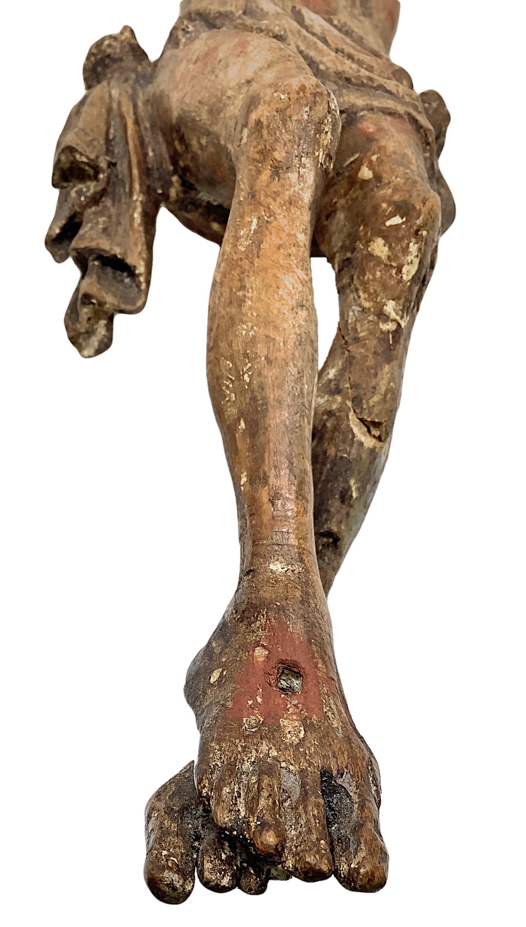 Wooden sculpture depicting Christ. XVI century. H cm 38. Arms in need of restoration. - Image 6 of 6