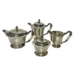 DIY silver set. Consisting of: teapot, coffee pot, milk jug and sugar bowl, 20th century. Weight