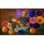 Painting Oil painting on canvas depicting still life, the twentieth century. 25x40,2 cm, framed