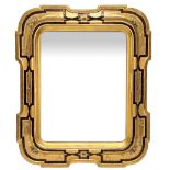 Mirror in gilded wood with polychrome floral inserts, eighteenth century. H Cm 97x82