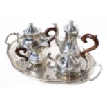 silver from the set consisting of tray, coffee pot, teapot, milk jug and sugar bowl, 20th century.