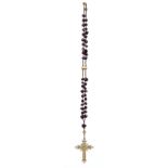 Chaplet of rosary cabochon garnets and gold filigree cross. Cross gr 4