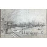 Drawing on paper depicting the Port of Catatania with bows for the railroad (Catania, Sicily),