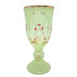 Glass Murano glass green with floral decoration and gilt Perfili, twentieth century Murano. H cm