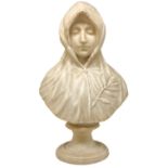 White marble bust depicting women with olive branch on the mantle, the nineteenth century. With
