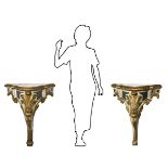 Pair of lacquered and gilded wood console, late XVIII/early 19th century, Sicily. White marble on