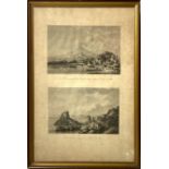 Pair of Etchings etched in large folio depicting views of Etna eruption and after del1669 view of