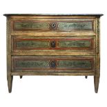 lacquered wooden chest of Chest of Drawers, early nineteenth century Sicily. In the green and