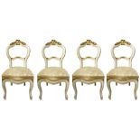 N. 4 chairs in shades of beije and gold leaf, Louis Philippe, nineteenth century, coming from