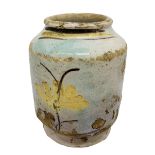 Cylinder white paste yellow floral decorations on the white background. Early nineteenth century. H