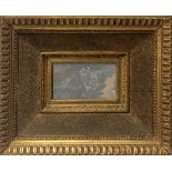 Frame gilded wooden leaf with a rectangular mercury mirror, early nineteenth century. Cm 29x36.