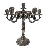 Silver candelabra with seven lights, the twentieth century, punch silversmiths Ricci & Co,