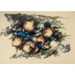 Contraffatto lithography on paper, proof, depicting pomegranates framed 37x60 cm 60x80 cm