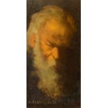 Painting Oil painting on panel depicting a bearded old Domenico Abate Cristaldi (Catania, 1891-