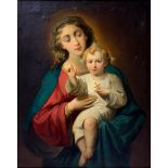 Oil painting on canvas depicting the Madonna with child blessing, the nineteenth century. 79x64 cm,