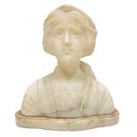 Bust in Volterra alabaster depicting woman, nineteenth century Tuscan H 18 cm Base cm 17x9.