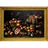Oil painting on canvas depicting still life with fruit, nineteenth century. 70x100 cm. In frame