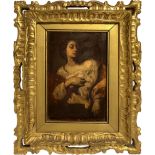 Oil painting on panel depicting St. Agatha. Pasquale Liotta Cristaldi (Acireale, Catania-1850,