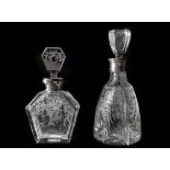 Bottles made of chiselled liquors with silver mouthpiece