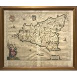 Map of Sicily. Siciliae Regnum. Cm 55x45.