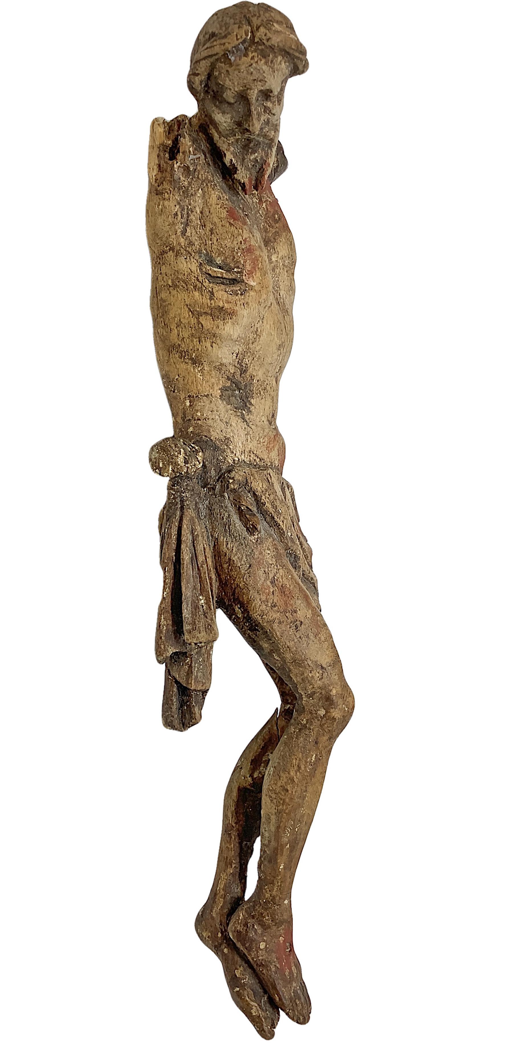 Wooden sculpture depicting Christ. XVI century. H cm 38. Arms in need of restoration. - Image 3 of 6