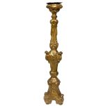 Candlestick in gilded wood, eighteenth century. H Cm 140