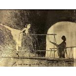 Etching on cardboard depicting tightrope, to Coco Of Spring '79, 11x16 cm, framed 30x35 cm