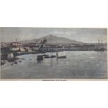 Colored Etching, taken from The hundred cities in Italy in 1998 depicting the view of the port of